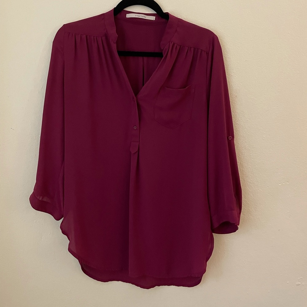 3/4 sleeve, maroon, loose fit